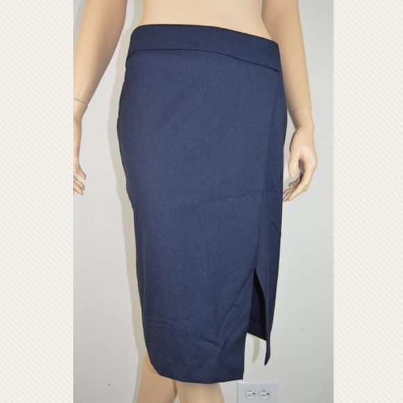 Zara Dresses & Skirts - Zara Basic S Blue Pencil Skirt Side Slit Back Zip